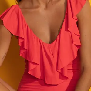 Admas - Maillot de bain 1 Pièce à volants rouge 46 pas cher