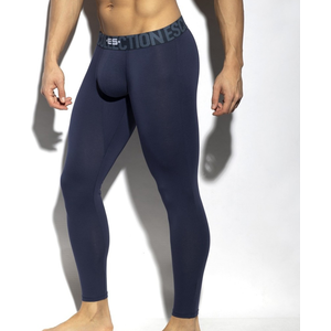 ES Collection Caleçon Long Basic Coton Bleu Marine L pas cher