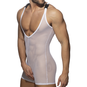 Addicted Combinaison Singlet MESH WRESTLING SUIT Blanc S pas cher