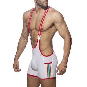 Addicted Singlet TAPE WRESTLING Blanc XXL pas cher