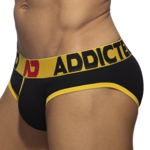 Addicted Slip OPEN FLY Noir-Jaune XXL pas cher