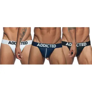 Addicted Lot de 3 Strings Mesh Push Up Noir - Marine - Blanc XL pas cher