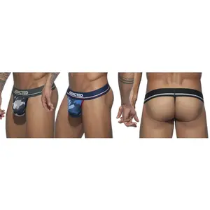 Addicted Lot de 3 Strings Camo Mesh Push Up Kaki - Gris - Bleu XS pas cher