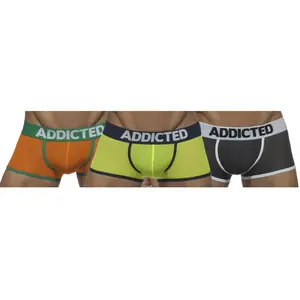 Comparateur de prix : Addicted Lot de 3 Boxers Jaune - Orange - Gris XL
