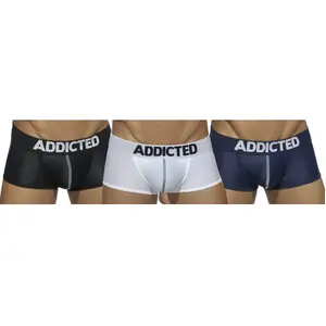 Addicted Lot de 3 Boxers Courts Mesh Push Up Blanc - Bleu Marine 2XL pas cher