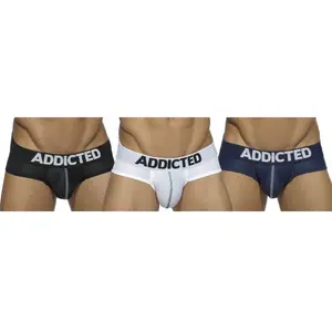 Addicted Lot de 3 Slips Mesh Push Up Blanc - Bleu Marine - Noir S pas cher