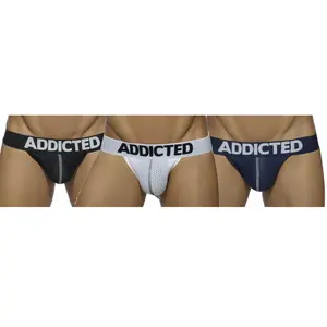 Addicted Lot de 3 Jock Straps Mesh Push Up Blanc - Marine - Noir XL pas cher