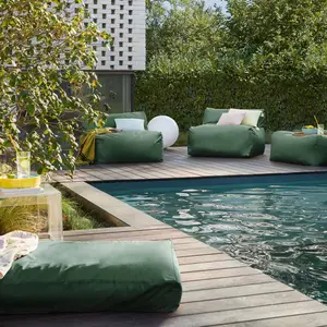 Comparateur de prix : CAMIF Pouf d'Extérieur en Polyester recyclé Vert Fougère 85 x 85