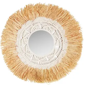 Kodu Miroir en raphia marron 43x1x43 cm pas cher