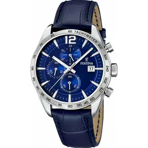 Comparateur de prix : Festina Montre Festina F16760-3 - Montre Cuir Bleue Festina Montres