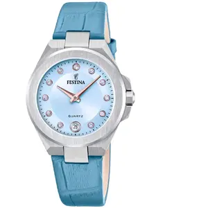 Montre Femme Festina Mademoiselle - F20701-3 Bracelet Cuir Bleu pas cher