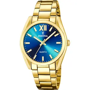 Montre - Festina - F20640-8 - Acier doré - Cadran bleu - Étanchéité 5 ATM pas cher