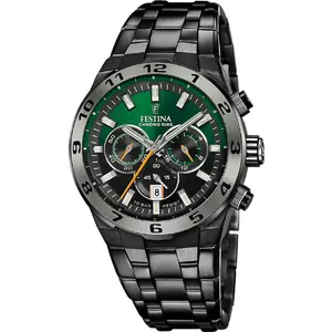 Comparateur de prix : Montre festina Chrono Bike Vert, Bracelet d? Acier Inoxydable, Homme