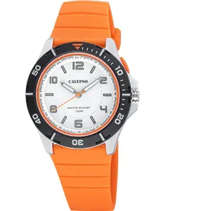 Montre Homme Calypso Sweet Time - K5857-3 Bracelet Silicone Orange pas cher