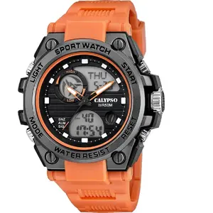 Montre Homme Calypso Street Style - K5854-2 Bracelet Silicone Orange pas cher