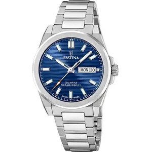 Festina F20073/3 Montre homme acier inoxydable date argenté pas cher