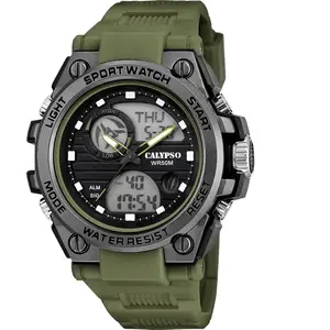 Montre Homme Calypso Street Style - K5875-3 Bracelet Résine Kaki pas cher