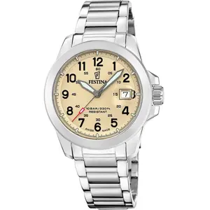 Festina F20081/1 Montre homme quartz acier/beige avec 3 bracelets pas cher