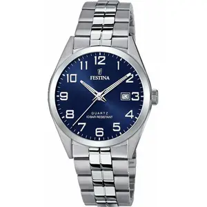 Comparateur de prix : Montre Festina F20437-3 - CLASSIQUE Dateur Acier Argenté Cadran Bleu Homme