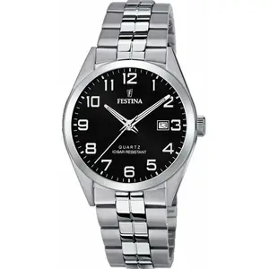 Montre Festina F20437-4 - CLASSIQUE Dateur Acier Argenté Cadran Noir Homme