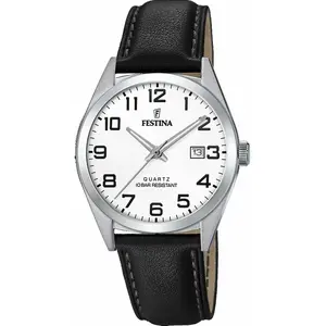 Comparateur de prix : Montre - Festina - 20446 - Cuir noir - Acier inoxydable - Étanchéité 10 bars