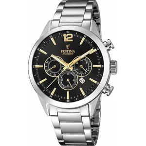 Comparateur de prix : Montre Festina Timeless Chronograph Noir, Bracelet en Acier, Homme