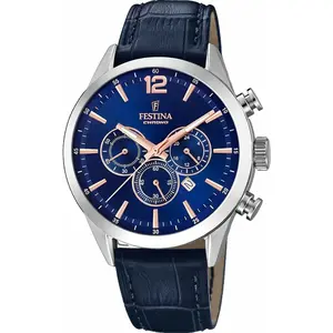 Montre - Festina - F20542/4 - Cuir - Bleu - Chronographe pas cher