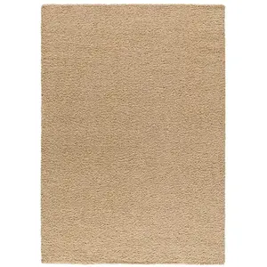 ATTICGO Tapis shaggy uni beige 133 x 190 cm 61048 pas cher