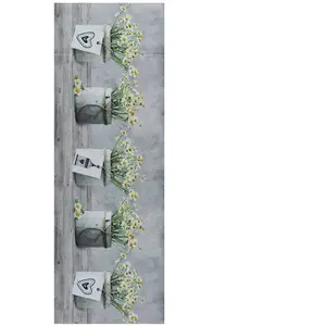 Atticgo Tapis de cuisine lavable fleurs gris/vert/jaune 52x200 cm
