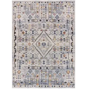 Atticgo Tapis ethnique beige/bleu/multicolore 140x200 cm pas cher