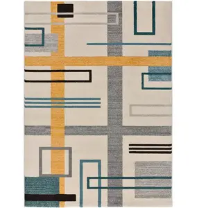 Atticgo Tapis géométrique beige/multicolore 80x150 cm pas cher