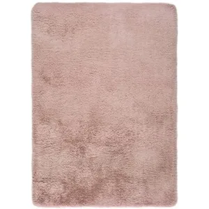 MOMA Tapis intérieur rose poudré rectangulaire shaggy uni ALPACA 60 x 100 cm pas cher
