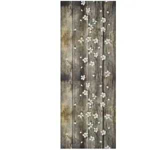 Atticgo Tapis de cuisine lavable fleurs marron 52x200 cm pas cher