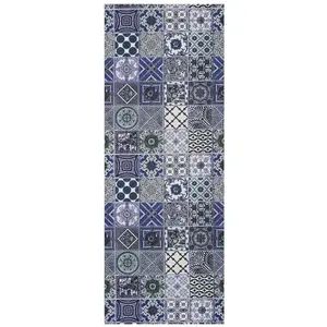 Atticgo Tapis de cuisine dessins bohème intérieur bleu, 52 x 200 cm SPRINTY pas cher