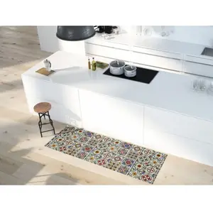 Atticgo Tapis de cuisine dessins de Bohème multicolore 52x100 cm pas cher