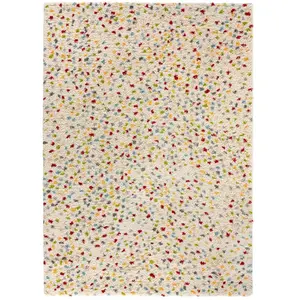 Atticgo Tapis shaggy moderne beige/multicolore 160x230 cm pas cher