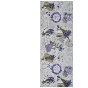 Atticgo Tapis de cuisine dessins de lavande multicolore 52x100 cm pas cher