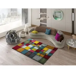 Atticgo Tapis géométrique multicolore 120x170 cm pas cher