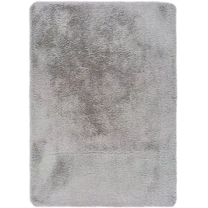 MOMA Tapis intérieur argent rectangulaire shaggy uni ALPACA 200 x 290 cm pas cher