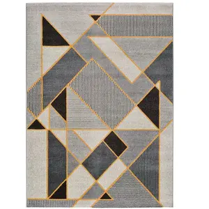 Atticgo Tapis géométrique de couleur grise 80x150 cm pas cher