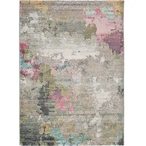 Atticgo Tapis abstrait gris/multicolore 140x200 cm pas cher