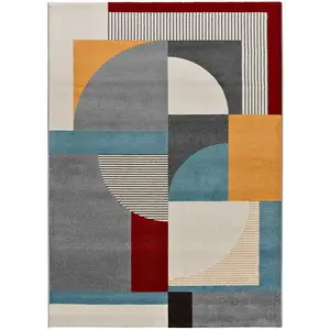 MOMA Tapis géométrique multicolore, 80x150 cm pas cher
