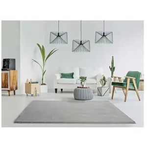 Tapis intérieur ATTICGO argent rectangulaire shaggy uni 80x150 cm FOX pas cher