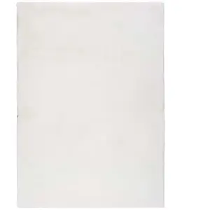Tapis intérieur ATTICGO blanc rectangulaire shaggy uni 80x150 cm FOX pas cher
