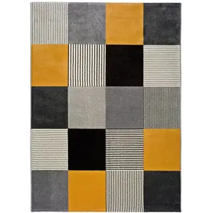 Atticgo Tapis géométrique gris 80x150 cm pas cher