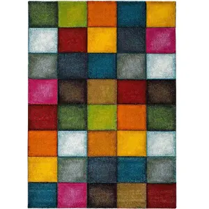Atticgo Tapis à carreaux multicolore 120x170 cm pas cher