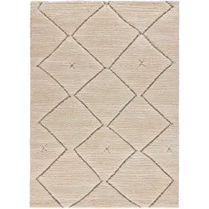 Atticgo Tapis design scandinave texturé dans les tons beiges, 80x150 cm pas cher