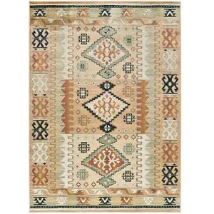 Atticgo Tapis en viscose ethnique beige/rouille 95x140 cm pas cher