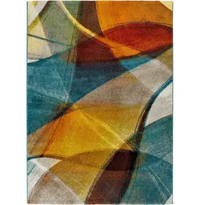 MOMA Tapis géométrique multicolore 80 x 150 cm pas cher