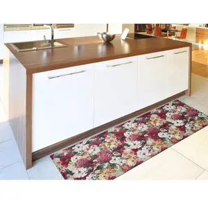 Atticgo Tapis de cuisine dessins avec des fleurs multicolore 52x100 cm pas cher